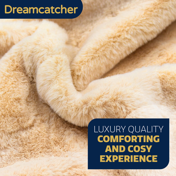 Dreamcatcher Deluxe Electric Heated Throw Faux Fur Natural Soft Heated Blanket 160 x 130cm