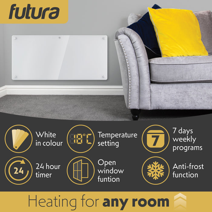 Futura Electric Glass Panel Heater 2000W White