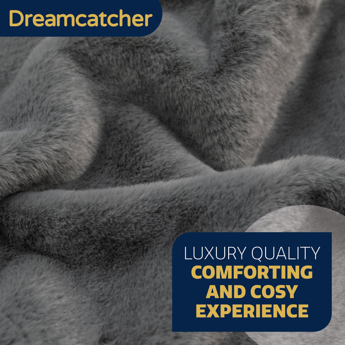 Dreamcatcher Faux Fur Throw Blanket 160 x 130 cm Soft Fleece Blanket - Dark Grey