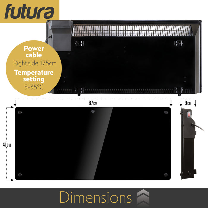 Futura Electric Glass Panel Heater 2000W Black