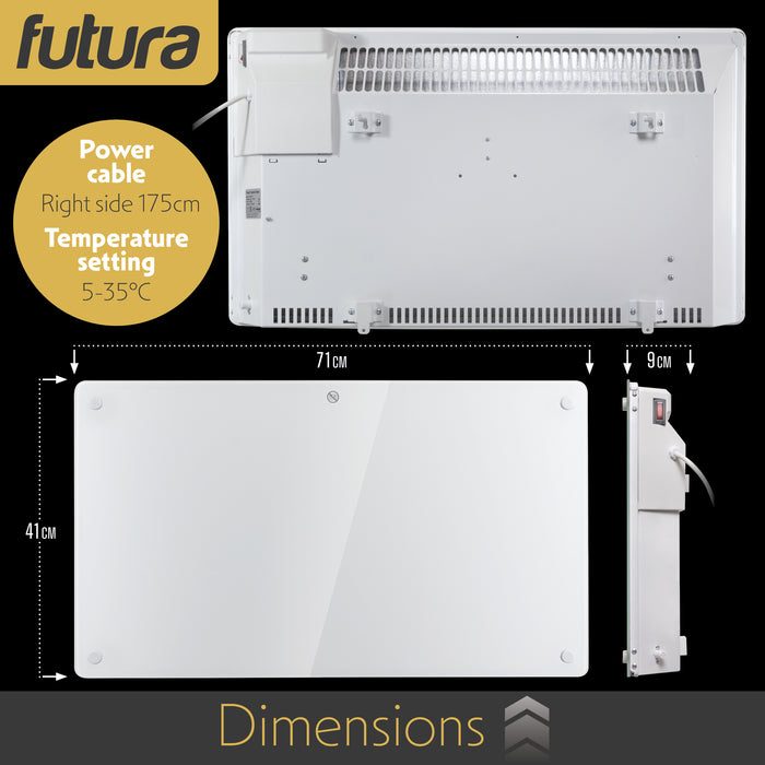 Futura Electric Glass Panel Heater 1500W White