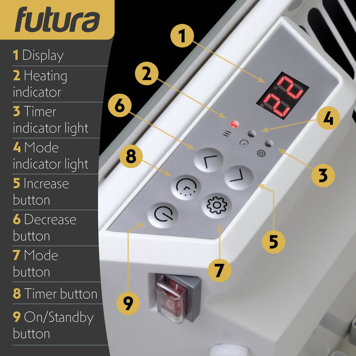 Futura Electric Glass Panel Heater 1000W White