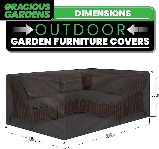Gracious Gardens Garden Furniture Cover 300 x 250 x 100cm Rectangular Heavy Duty Oxford Fabric