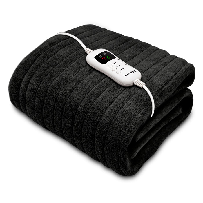 Dreamcatcher Luxurious Electric Heated Throw Black 160 x 120cm Soft Fleece Blanket