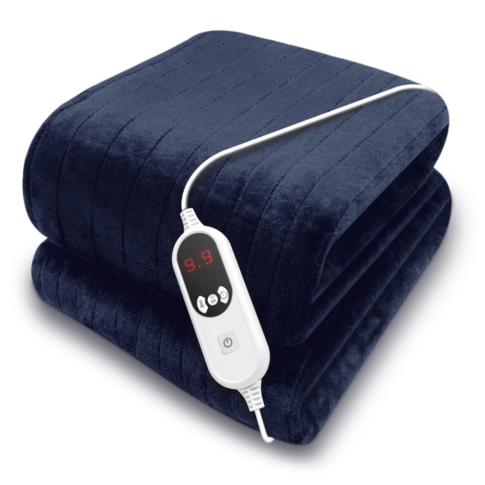 Purus Heated Throw Navy Blue Electric Fleece Blanket Sofa Bed Throw 160 x 120cm