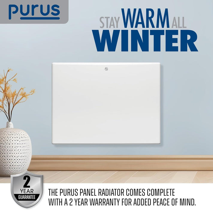 Purus Eco Electric 600W Panel Heater Setback Timer & Advanced Thermostat Control
