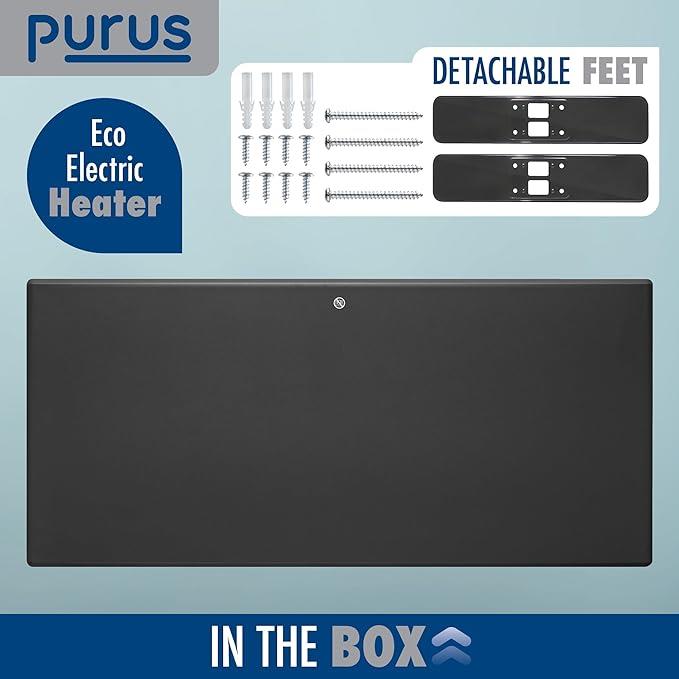 Purus Eco Electric Panel Heater 1800W Setback Timer & Advanced Thermostat Control Grey