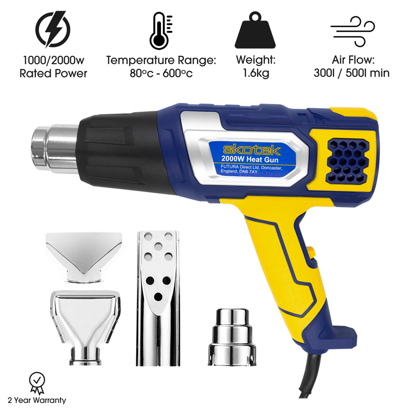 Skotek Heat Gun Variable Temp Control Ideal for Soldering | 2000W