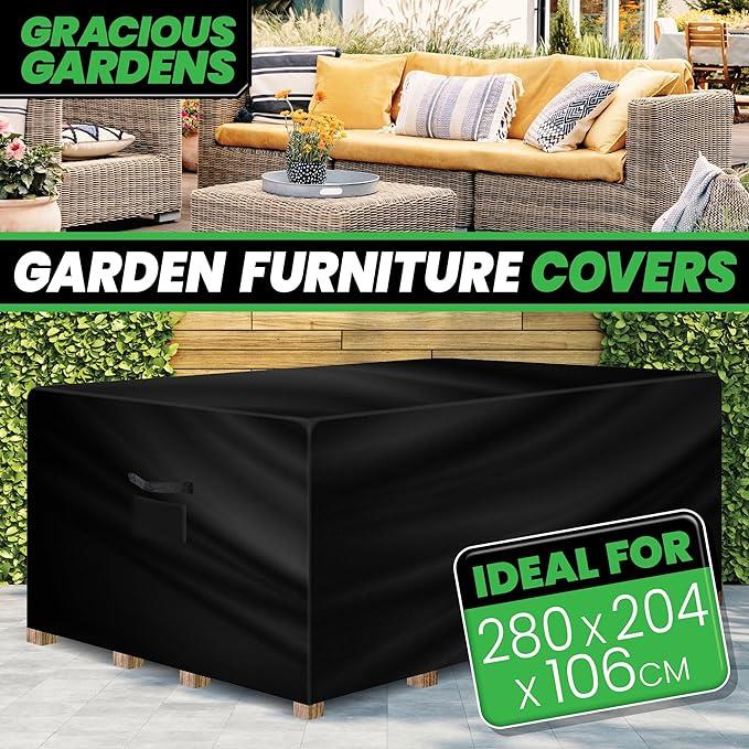 Gracious Gardens Garden Furniture Cover 280 x 204 x 106cm Rectangular Heavy Duty Oxford Fabric