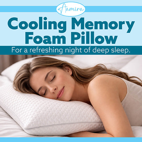 Aamira Luxury Cooling Pillow Memory Foam | Neck & Shoulder Side Sleeper Support