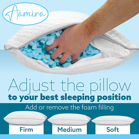 Aamira Luxury Cooling Pillow Memory Foam | Neck & Shoulder Side Sleeper Support