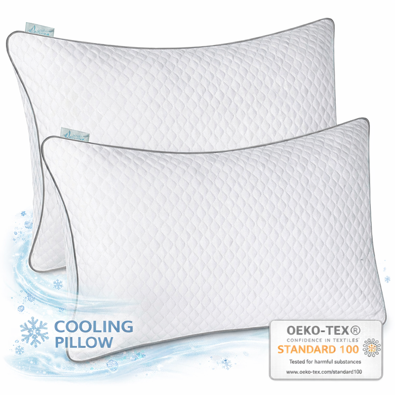 Aamira Luxury Pillow Cooling Memory Foam Twin Pack | Neck & Shoulder Side Sleeper Support