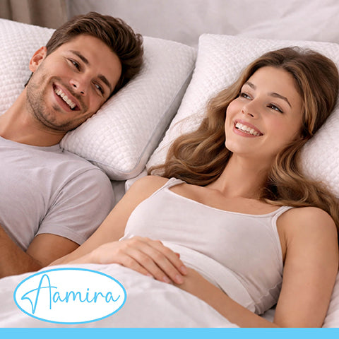 Aamira Luxury Pillow Cooling Memory Foam Twin Pack | Neck & Shoulder Side Sleeper Support