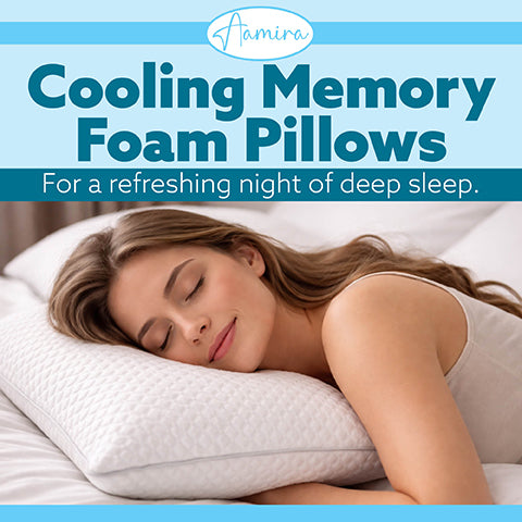 Aamira Luxury Pillow Cooling Memory Foam Twin Pack | Neck & Shoulder Side Sleeper Support