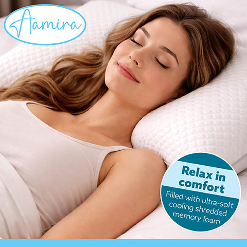 Aamira Luxury Pillow Cooling Memory Foam Twin Pack | Neck & Shoulder Side Sleeper Support