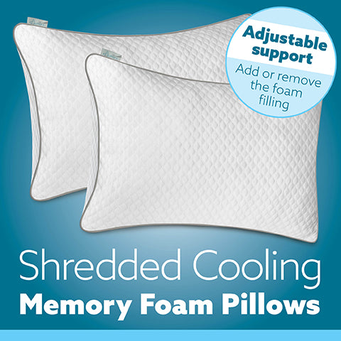 Aamira Luxury Pillow Cooling Memory Foam Twin Pack | Neck & Shoulder Side Sleeper Support