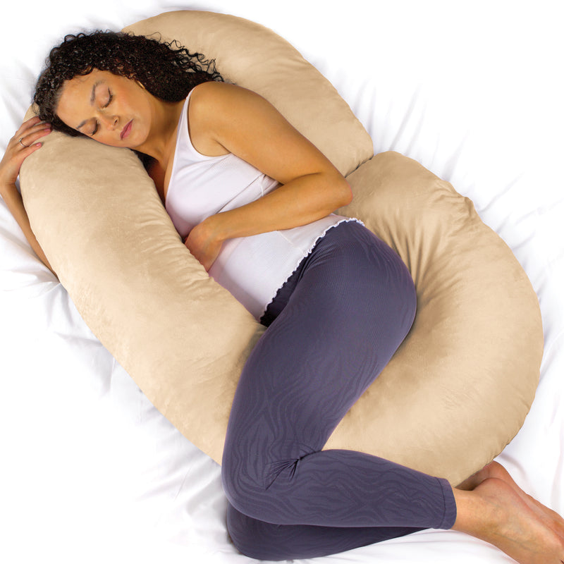 Aamira Pregnancy Pillow Memory Foam Maternity Cushion C Shaped | Grey, Light Grey, Cream & Pink