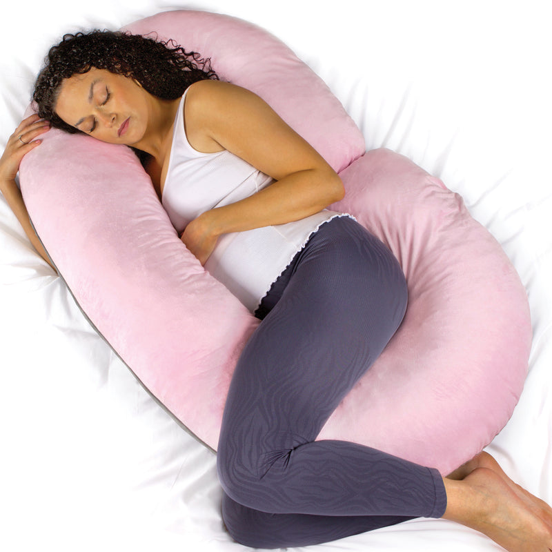 Aamira Pregnancy Pillow Memory Foam Maternity Cushion C Shaped | Grey, Light Grey, Cream & Pink