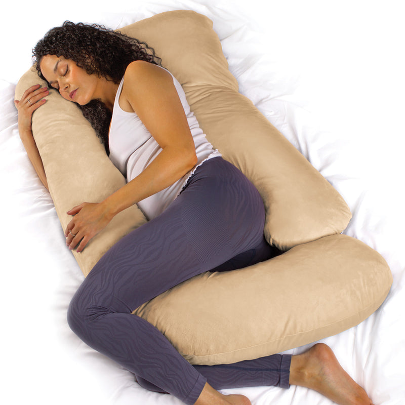 Aamira Pregnancy Pillow Memory Foam Maternity Cushion J Shaped | Dark Grey, Light Grey, Cream & Pink