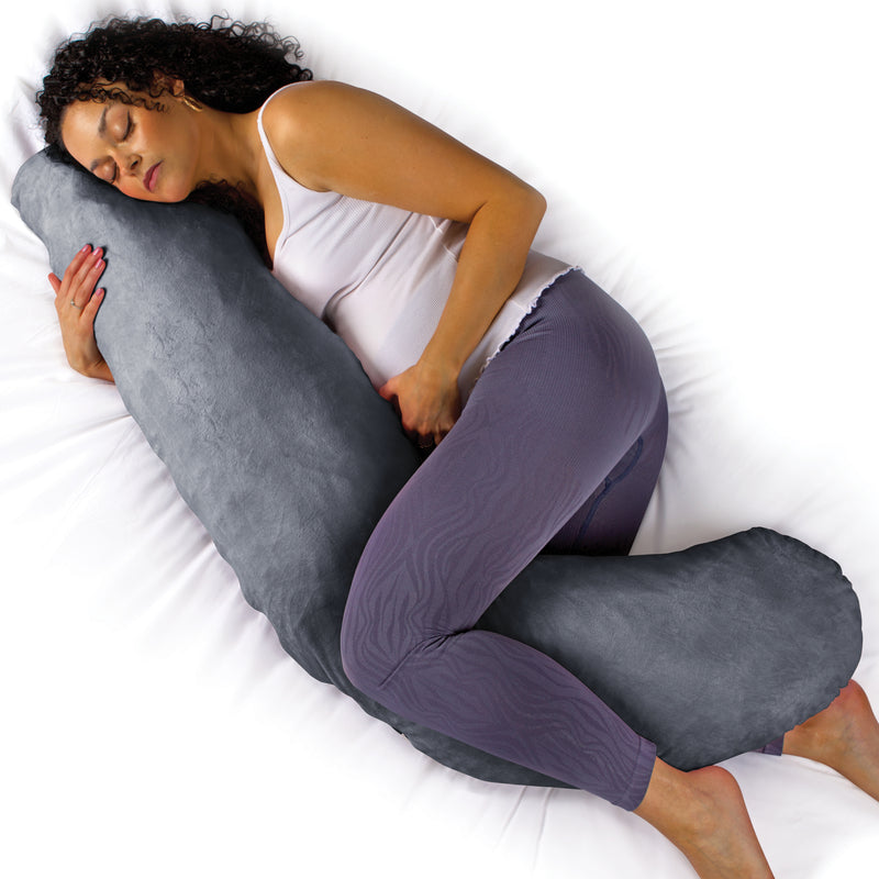 Aamira Pregnancy Pillow Memory Foam Maternity Cushion L Shaped | Grey, Light Grey, Cream & Pink