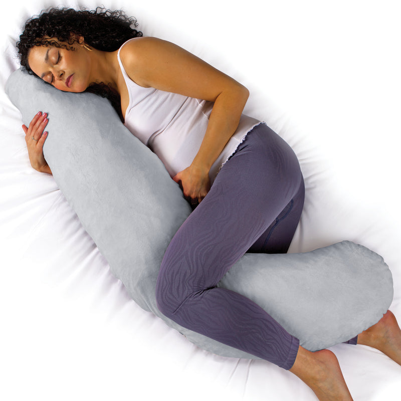 Aamira Pregnancy Pillow Memory Foam Maternity Cushion L Shaped | Grey, Light Grey, Cream & Pink