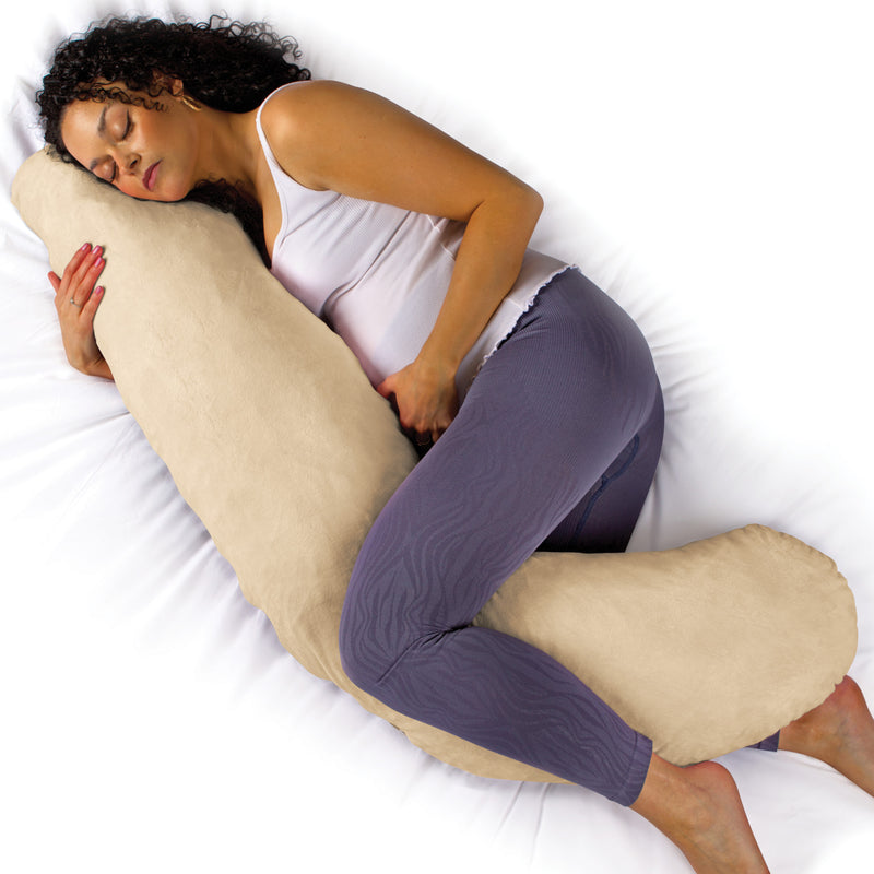 Aamira Pregnancy Pillow Memory Foam Maternity Cushion L Shaped | Grey, Light Grey, Cream & Pink