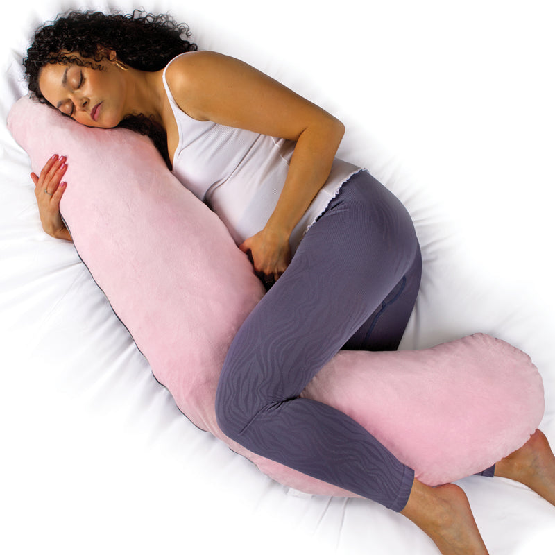 Aamira Pregnancy Pillow Memory Foam Maternity Cushion L Shaped | Grey, Light Grey, Cream & Pink