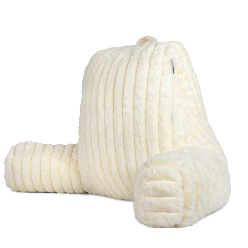 Aamira Large Cuddle Cushion Faux Fur Reading Pillow Back Support | Grey, Black, Cream & Pink