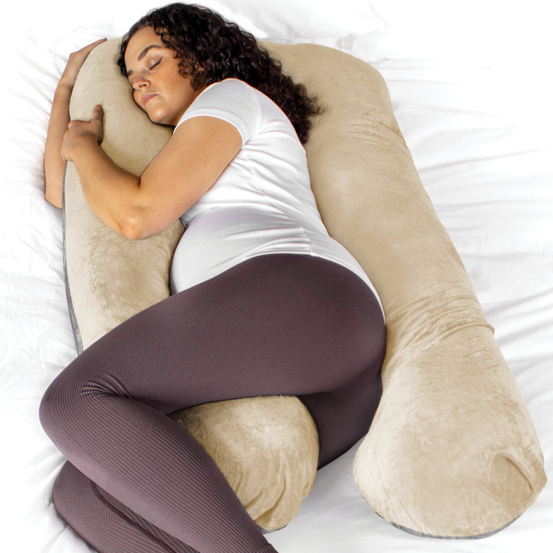 Aamira Pregnancy Pillow Memory Foam Maternity Cushion U Shaped | Dark Grey, Blue, Cream & Pink