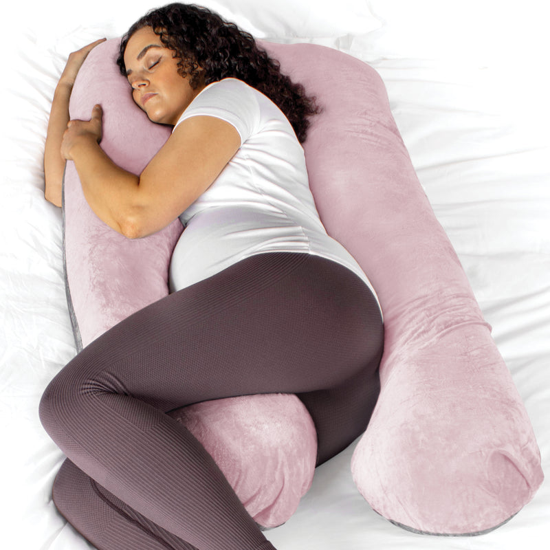 Aamira Pregnancy Pillow Memory Foam Maternity Cushion U Shaped | Dark Grey, Blue, Cream & Pink