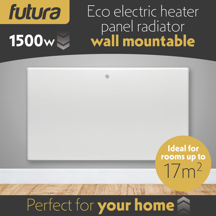 Futura Eco 1500W Electric Panel Heater Bathroom Safe Setback Timer Lot 20
