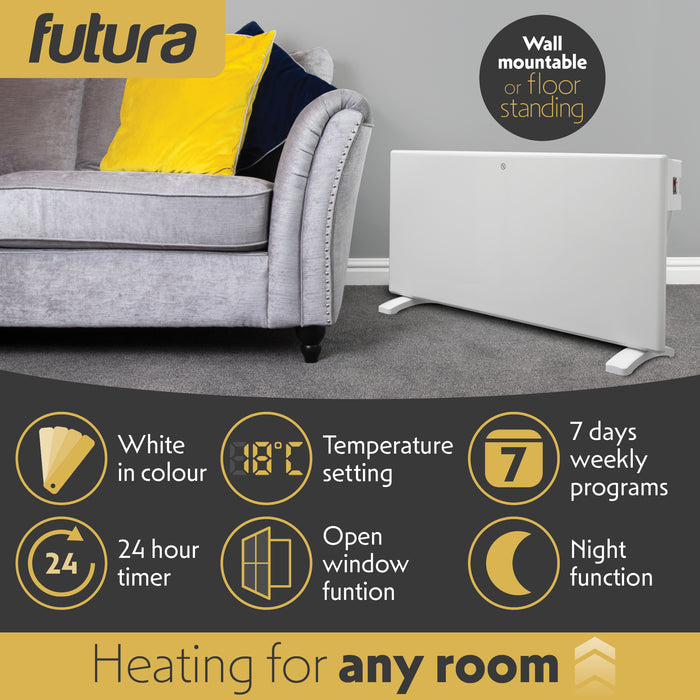 Futura Eco 2000W Electric Panel Heater Bathroom Safe Setback Timer Lot 20