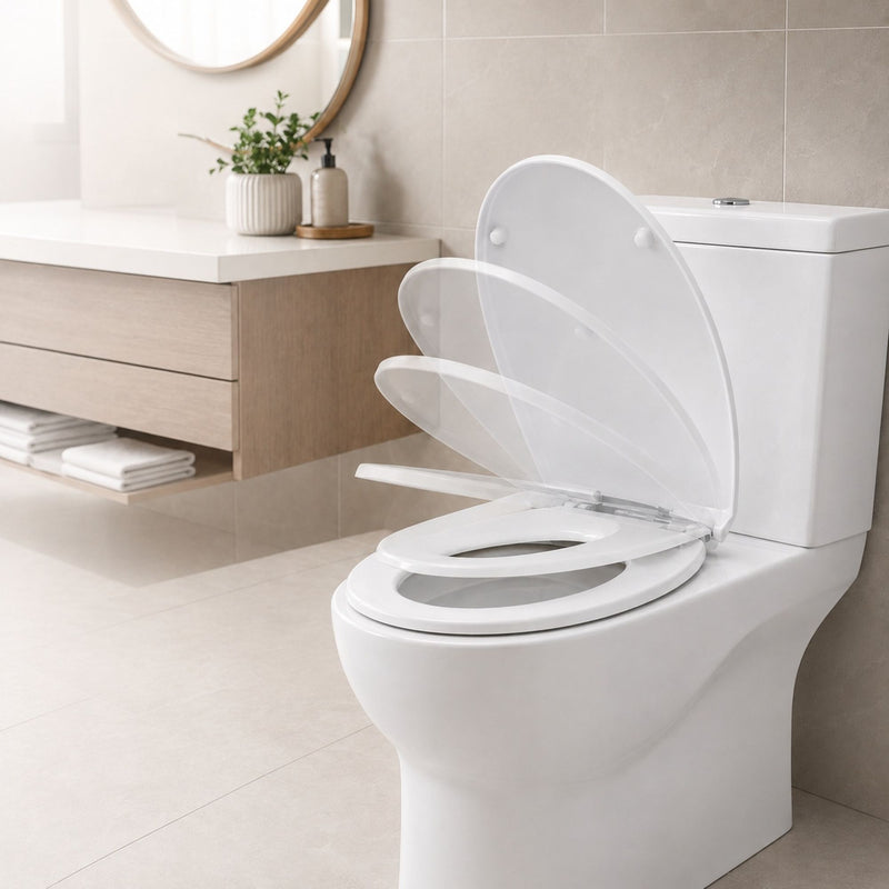 Futura Family Toilet Seat Soft Close White Oval | Bulit in Child Seat, Kids & Toddler  - White