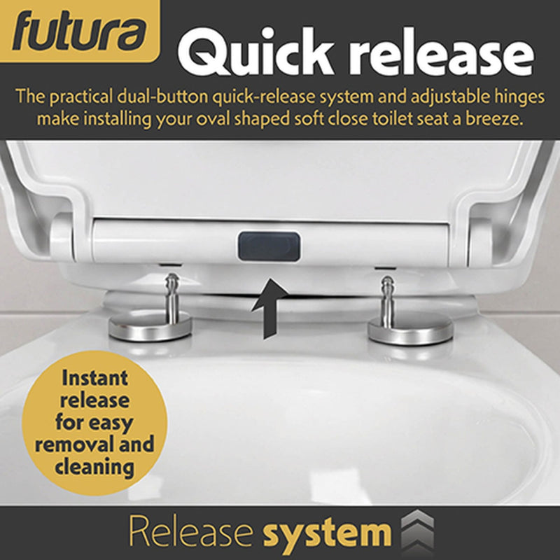 Futura Family Toilet Seat Soft Close White Oval | Bulit in Child Seat, Kids & Toddler  - White