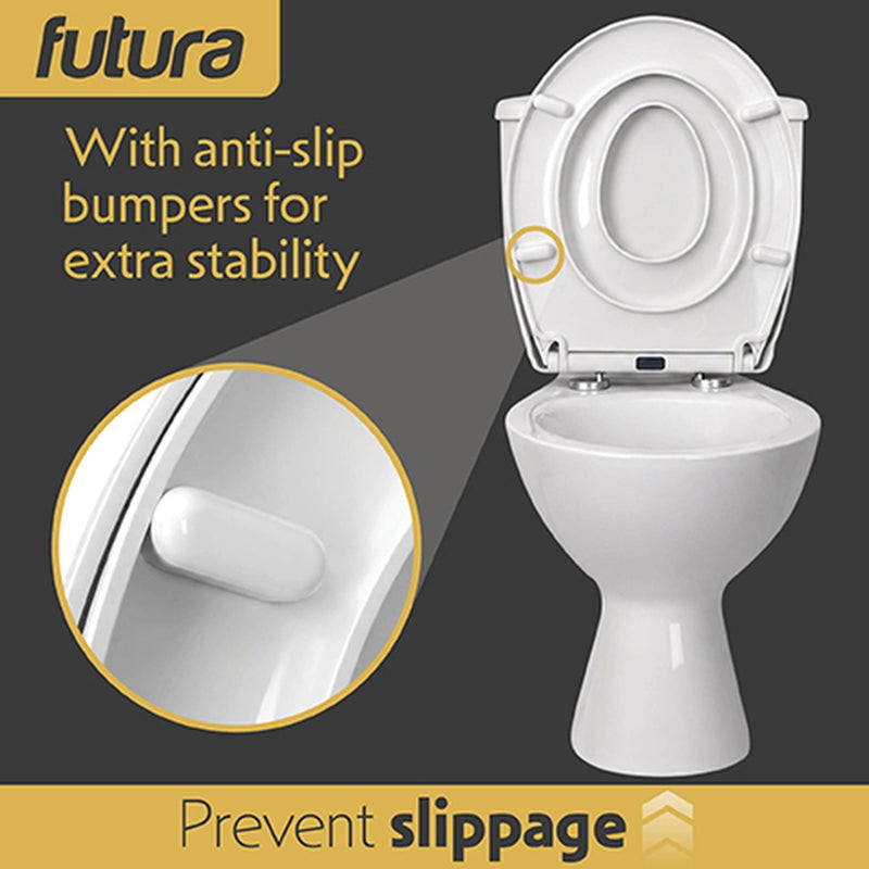 Futura Family Toilet Seat Soft Close White Oval | Bulit in Child Seat, Kids & Toddler  - White