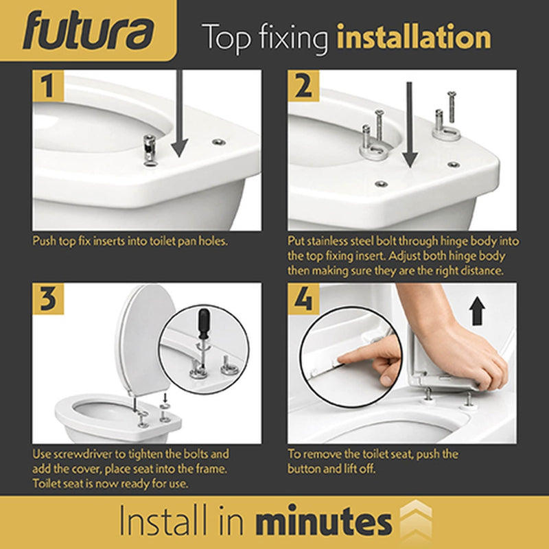Futura Family Toilet Seat Soft Close White Oval | Bulit in Child Seat, Kids & Toddler  - White