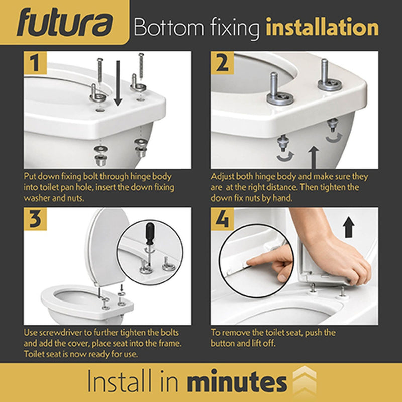 Futura Family Toilet Seat Soft Close White Oval | Bulit in Child Seat, Kids & Toddler  - White