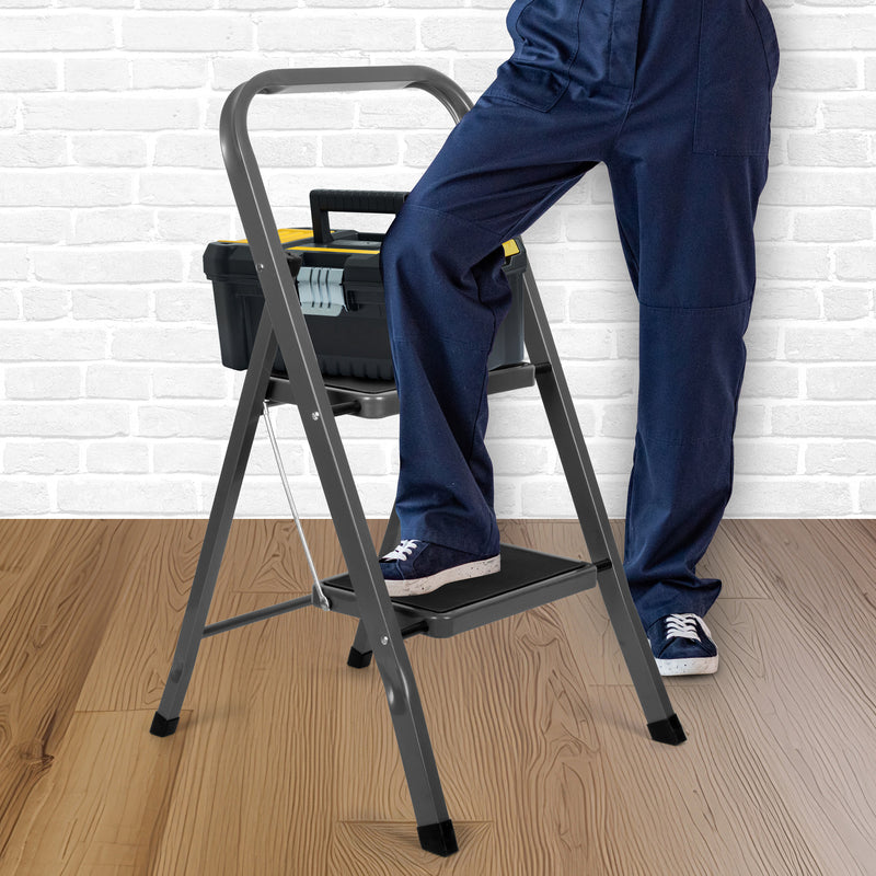 Futura 2, 3 & 4 Step Ladder Folding Step Stool Heavy Duty 150Kg Capacity | Grey, Black & White