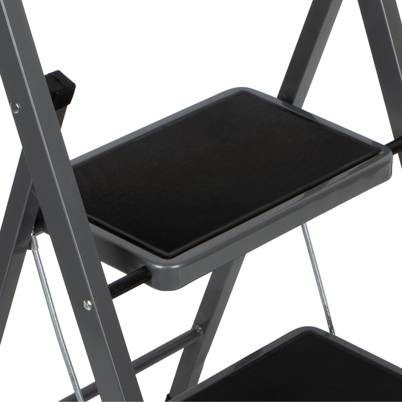 Futura 2, 3 & 4 Step Ladder Folding Step Stool Heavy Duty 150Kg Capacity | Grey, Black & White