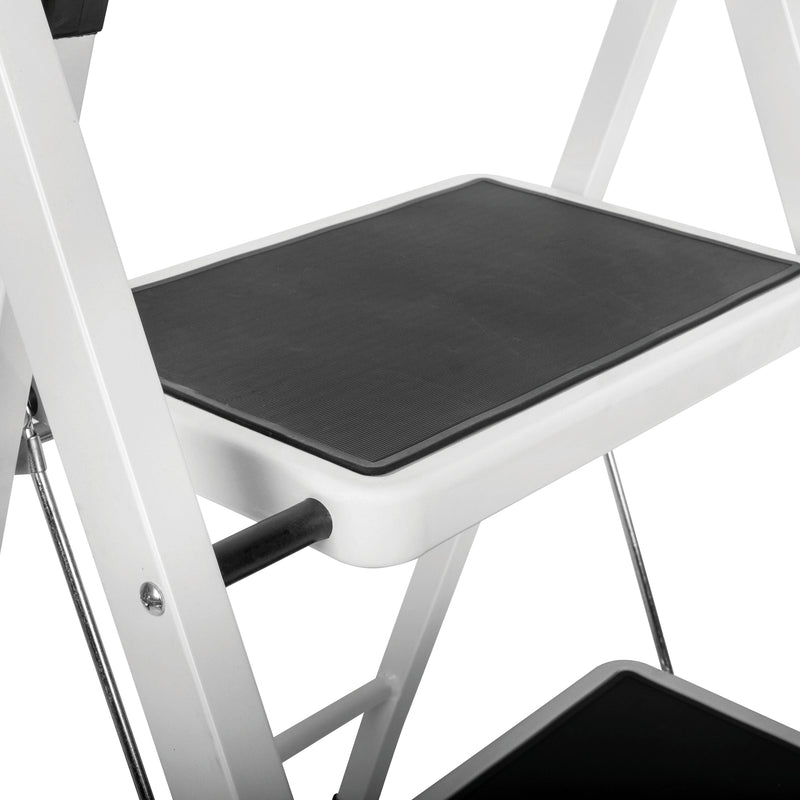 Futura 2 Step Ladder White | Folding Step Stool Heavy Duty 150Kg Capacity