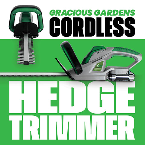 Gracious Gardens Cordless Hedge Trimmer | 18V Battery Hedge Cutter (2 Batteries)