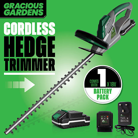 Gracious Gardens Cordless Hedge Trimmer | 18V Battery Hedge Cutter