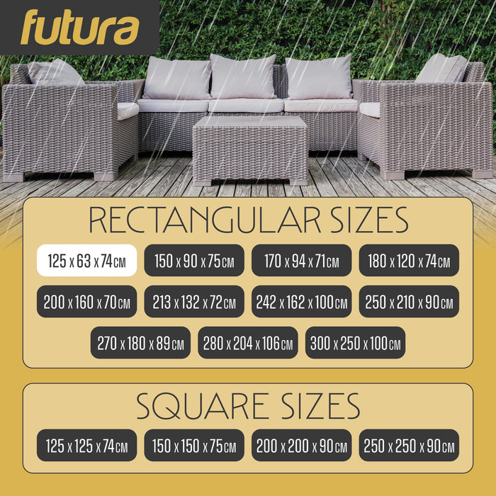 Futura Garden Furniture Cover Weatherproof 125 x 63 x 74cm Rectangular Heavy Duty Rip Resistant Oxford Fabric