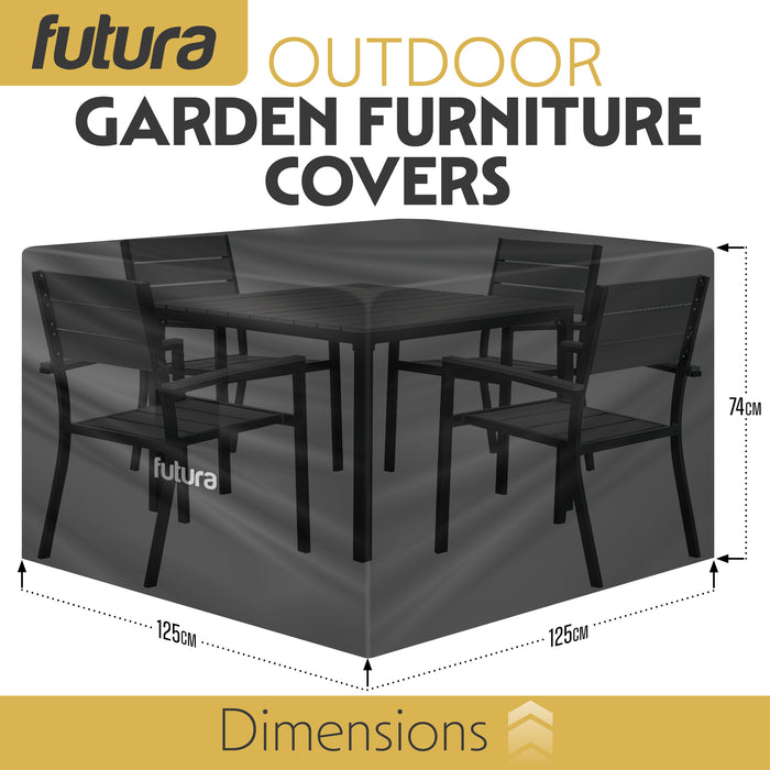 Futura Garden Furniture Cover Weatherproof 125 x 125 x 74cm Square Heavy Duty Rip Resistant Oxford Fabric