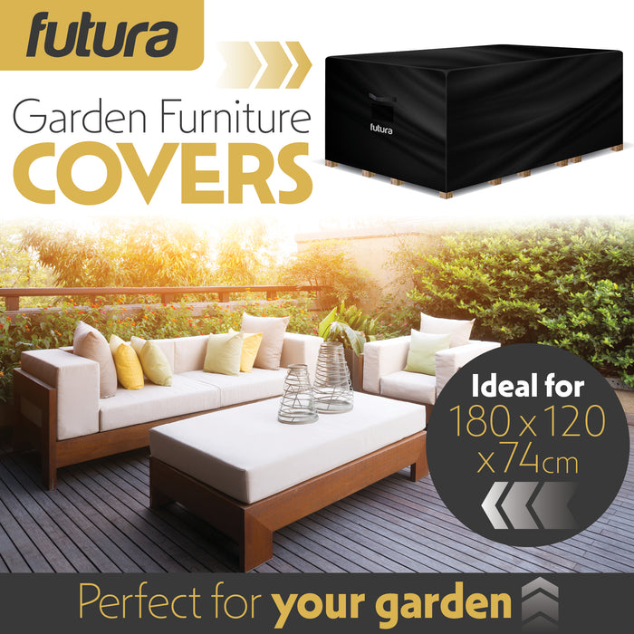 Futura Garden Furniture Cover Weatherproof 180 x 120 x 74cm Rectangular Heavy Duty Rip Resistant Oxford Fabric