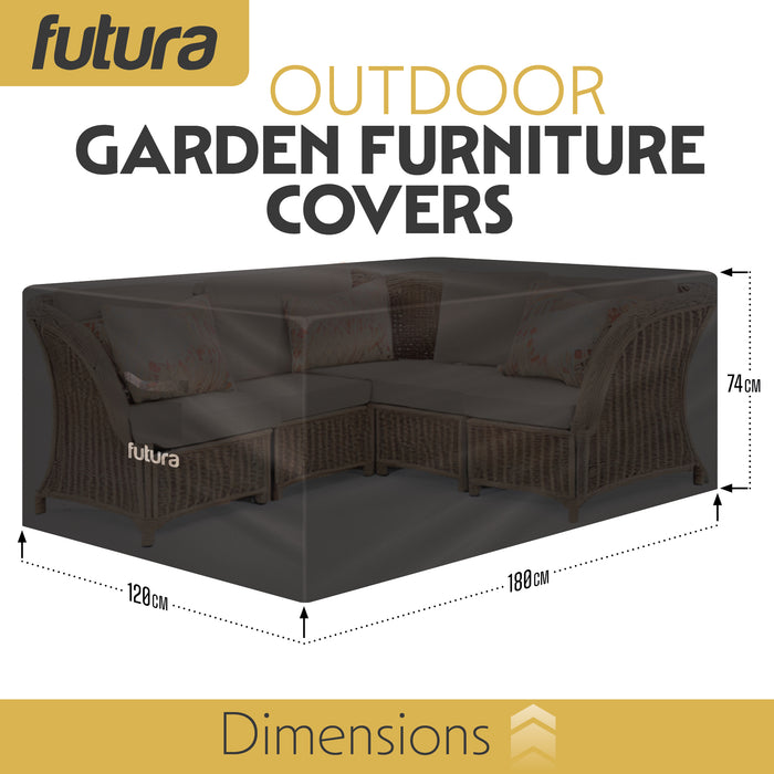 Futura Garden Furniture Cover Weatherproof 180 x 120 x 74cm Rectangular Heavy Duty Rip Resistant Oxford Fabric