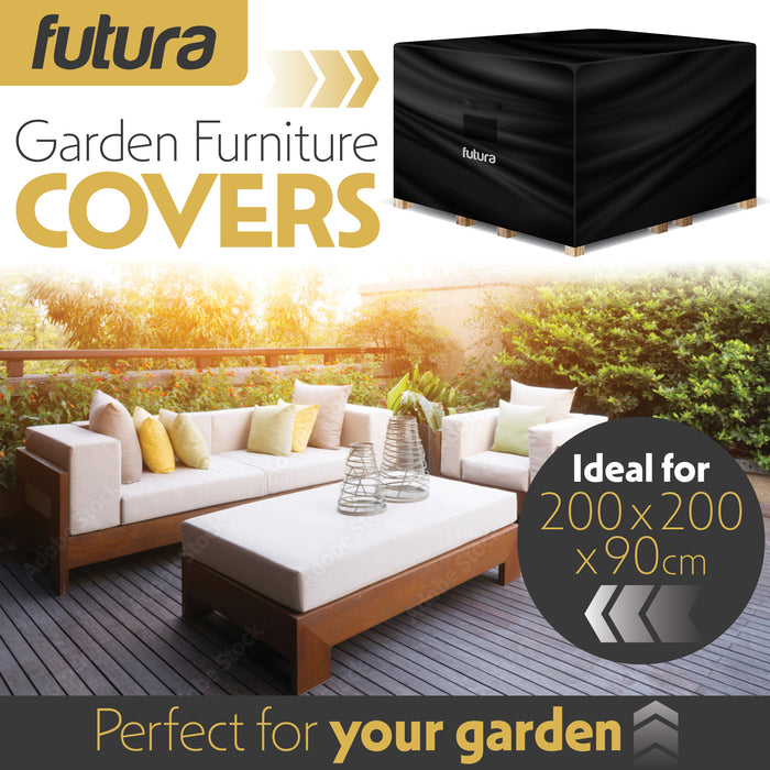 Futura Garden Furniture Cover Weatherproof 200 x 200 x 90cm Square Heavy Duty Rip Resistant Oxford Fabric