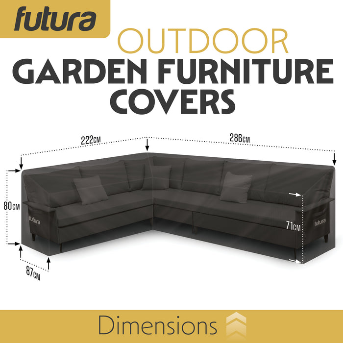 Futura Garden Furniture Cover Weatherproof 222 x 286 x 87 x 80cm V Shaped Heavy Duty Rip Resistant Oxford Fabric