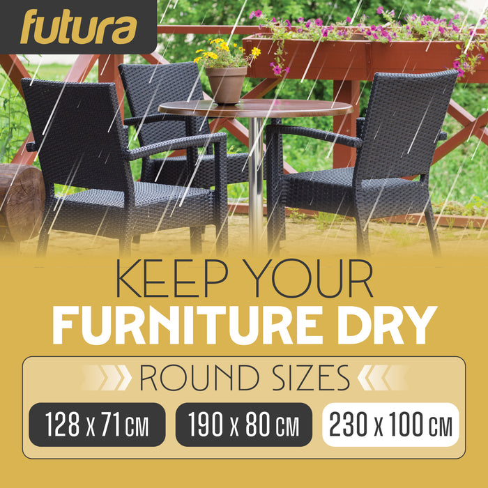 Futura Garden Furniture Cover Weatherproof 230 x 100cm Round Heavy Duty Rip Resistant Oxford Fabric