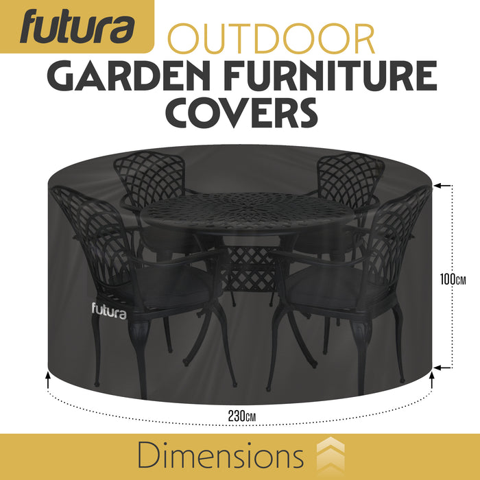 Futura Garden Furniture Cover Weatherproof 230 x 100cm Round Heavy Duty Rip Resistant Oxford Fabric